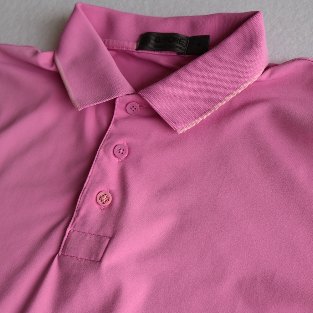 G/FORE Mens Pink Short Sleeve Golf Polo Shirt Size Small Circle G Logo